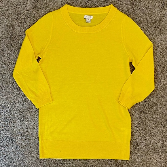 J. Crew Factory Charley 3/4 Sleeved Sweater. Yellow. 100% Merino Wool. Size XS. - Picture 1 of 6